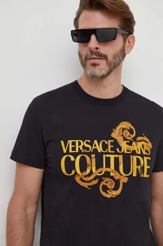 čierna Bavlnené tričko Versace Jeans Couture