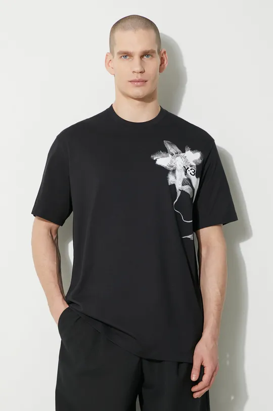 negru Y-3 tricou din bumbac Graphic Short Sleeve Tee 1 De bărbați