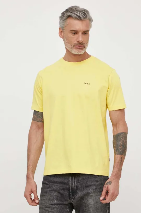 Βαμβακερό μπλουζάκι Boss Orange κίτρινο