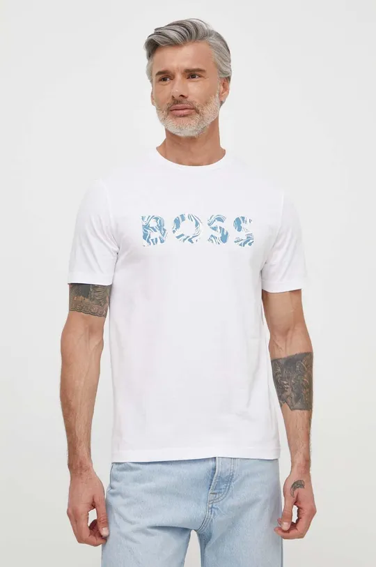 bela Bombažna kratka majica Boss Orange Moški