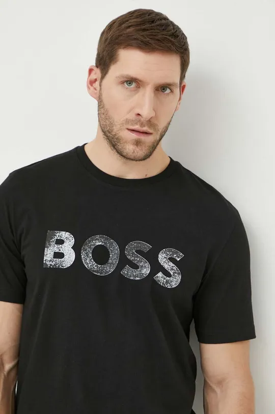 czarny Boss Orange t-shirt bawełniany