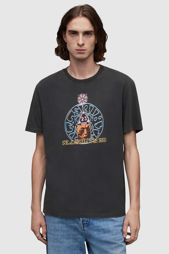 črna Bombažna kratka majica AllSaints Dimension Moški