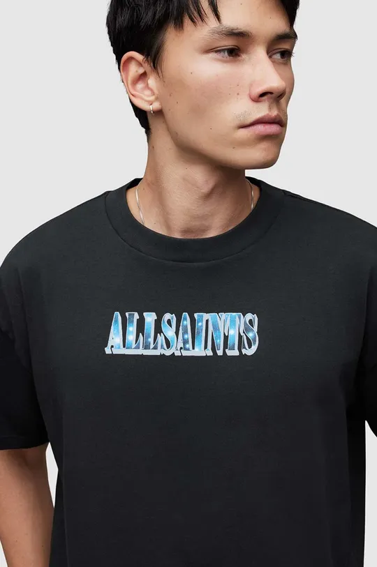 Βαμβακερό μπλουζάκι AllSaints Quasar μαύρο
