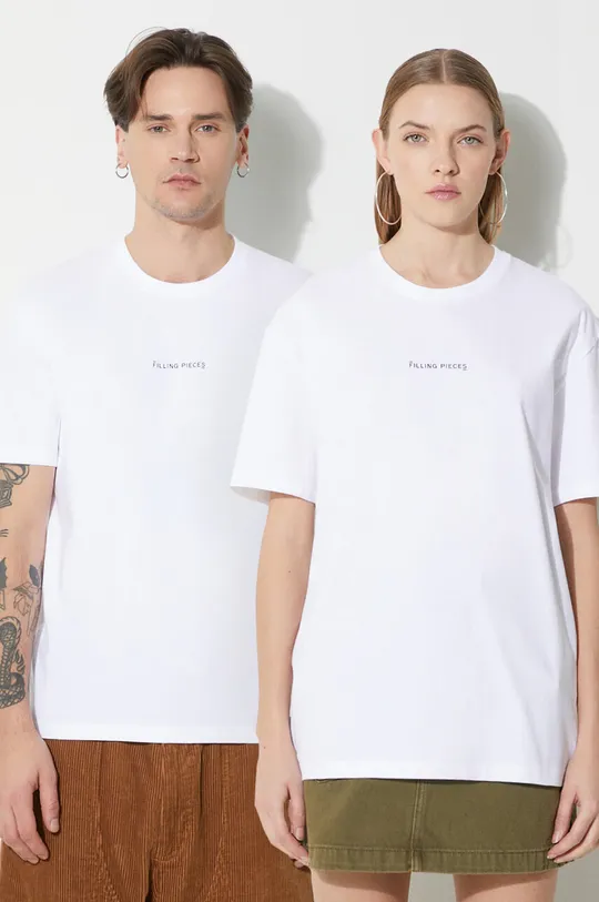 biały Filling Pieces t-shirt bawełniany Slim Męski