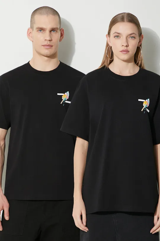 μαύρο Βαμβακερό μπλουζάκι Filling Pieces Unisex