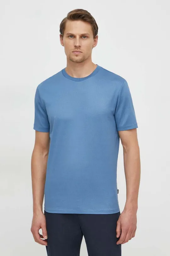 modra Bombažna kratka majica BOSS Moški