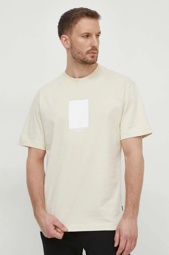 beige BOSS t-shirt in cotone