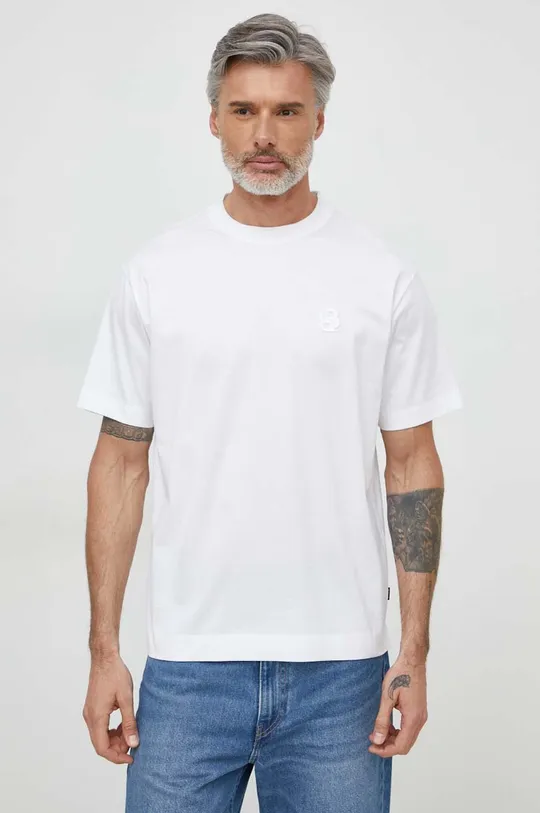 bijela Pamučna majica BOSS Muški