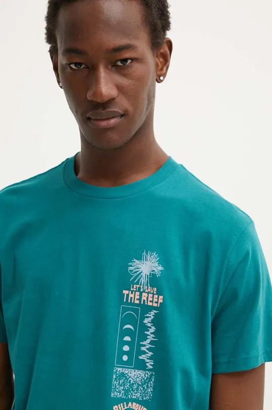 бірюзовий Бавовняна футболка Billabong x Coral Gardeners