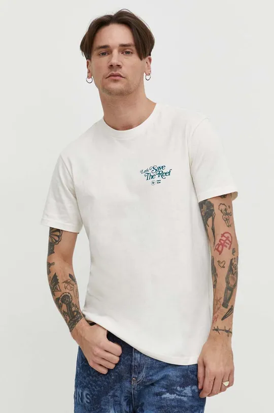 Billabong t-shirt bawełniany BILLABONG X CORAL GARDENERS beżowy