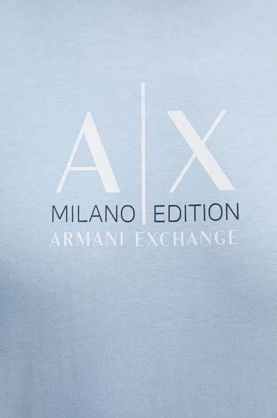 modrá Bavlnené tričko Armani Exchange
