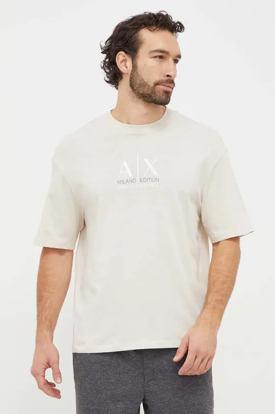 béžová Bavlnené tričko Armani Exchange Pánsky