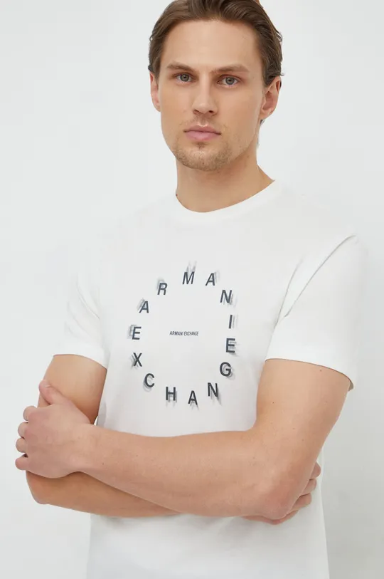 beżowy Armani Exchange t-shirt bawełniany Męski