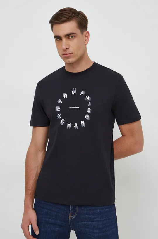czarny Armani Exchange t-shirt bawełniany Męski