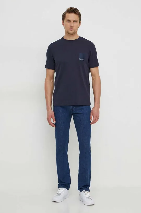 Бавовняна футболка Armani Exchange темно-синій
