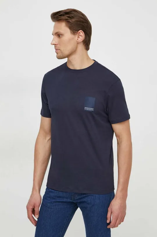 mornarsko modra Bombažna kratka majica Armani Exchange