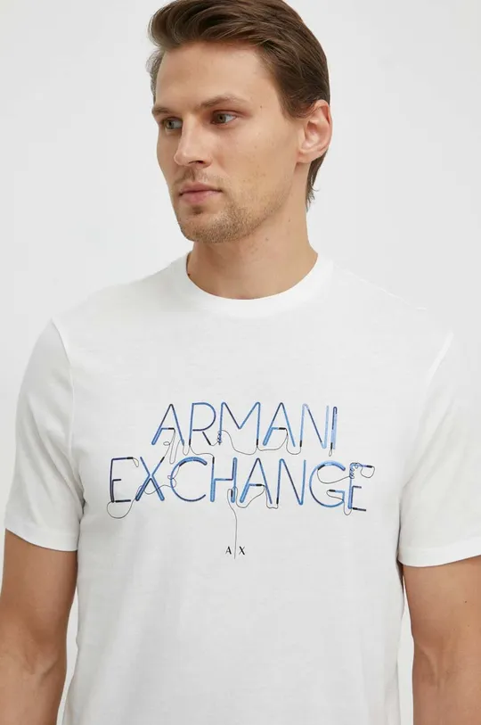 μπεζ Βαμβακερό μπλουζάκι Armani Exchange