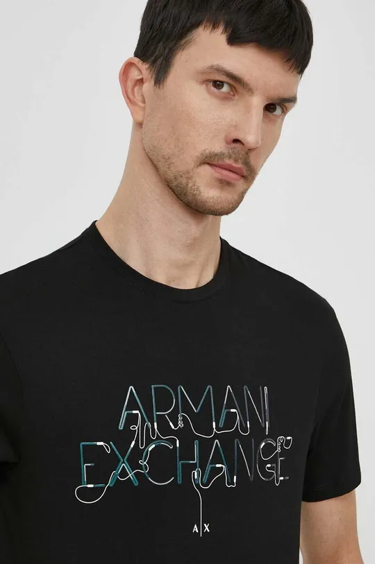 čierna Bavlnené tričko Armani Exchange