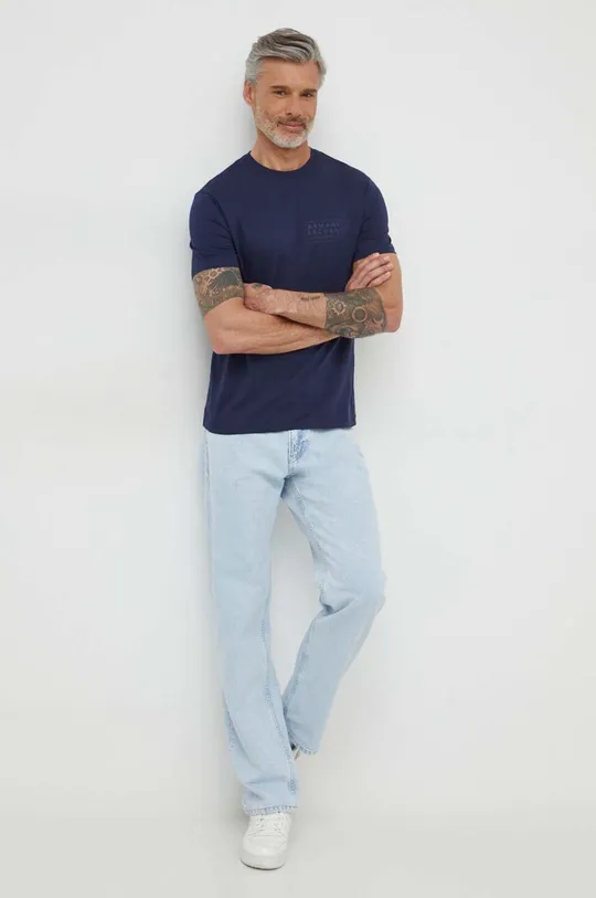 Armani Exchange t-shirt in cotone blu navy