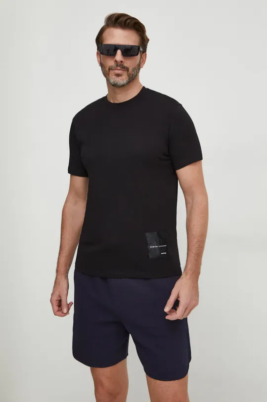 čierna Bavlnené tričko Armani Exchange x mixmag Pánsky