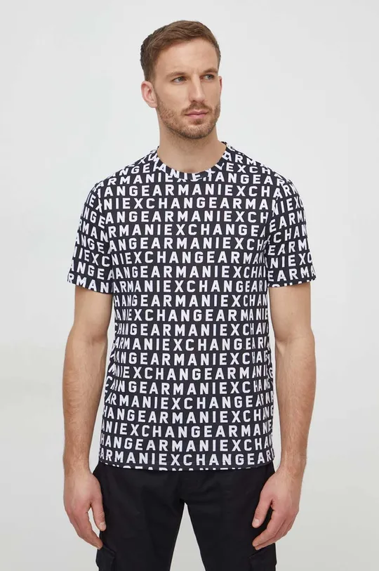 μαύρο Βαμβακερό μπλουζάκι Armani Exchange Ανδρικά