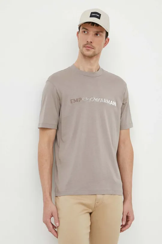 bež Bombažna kratka majica Emporio Armani