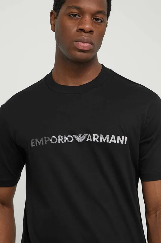 чёрный Хлопковая футболка Emporio Armani Мужской