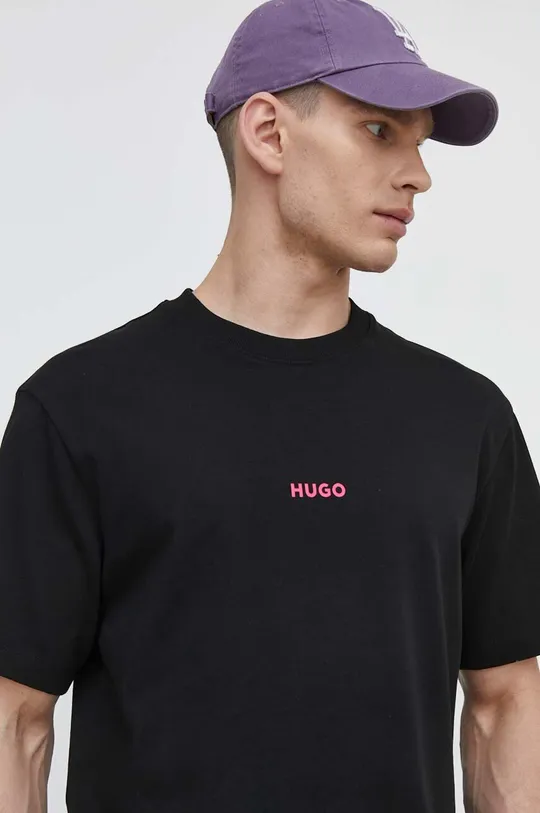 čierna Bavlnené tričko HUGO