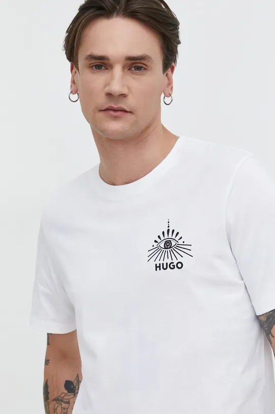 bela Bombažna kratka majica HUGO