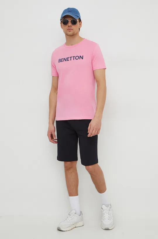 Бавовняна футболка United Colors of Benetton рожевий