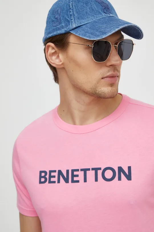 ružová Bavlnené tričko United Colors of Benetton