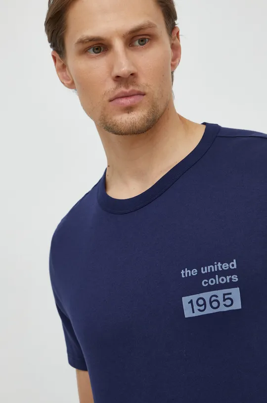 tmavomodrá Bavlnené tričko United Colors of Benetton