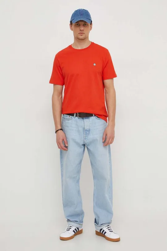 Bavlnené tričko United Colors of Benetton červená