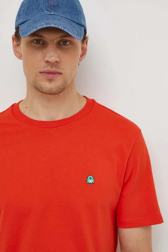 czerwony United Colors of Benetton t-shirt bawełniany