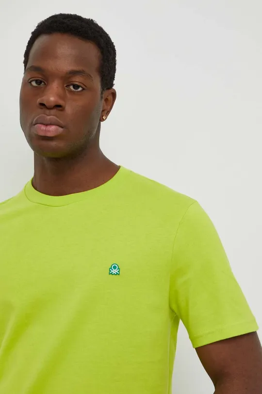 zelená Bavlnené tričko United Colors of Benetton Pánsky