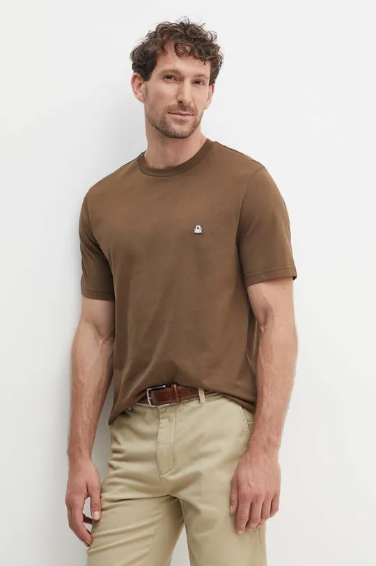 marrone United Colors of Benetton t-shirt in cotone Uomo