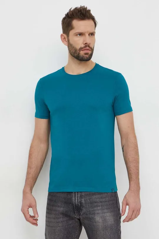 Bombažna kratka majica United Colors of Benetton turkizna