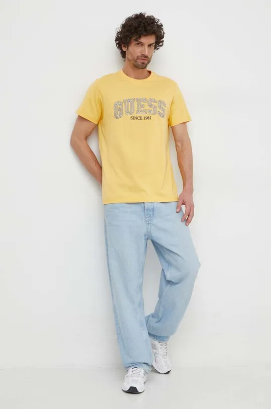 Guess t-shirt bawełniany M4GI62.I3Z14 żółty SS24