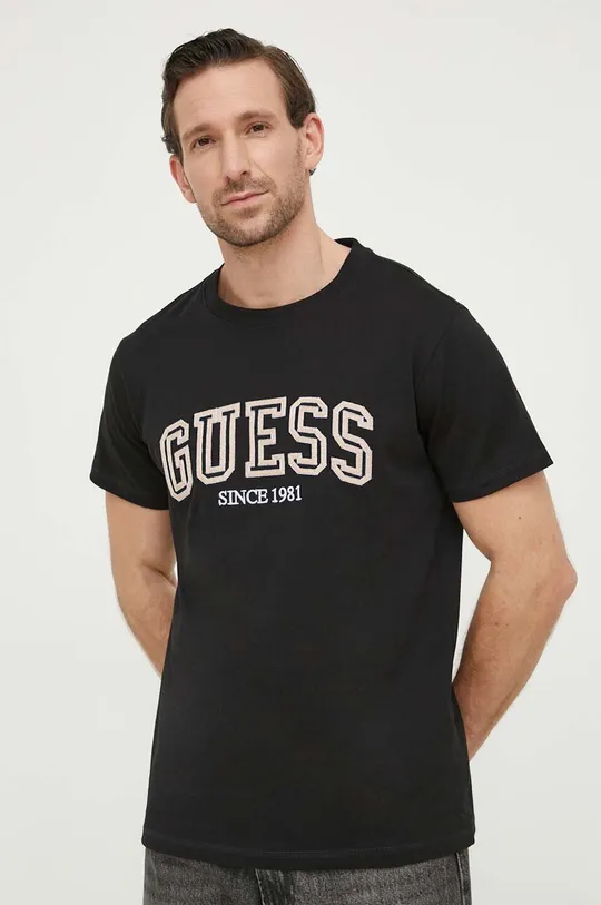 črna Bombažna kratka majica Guess