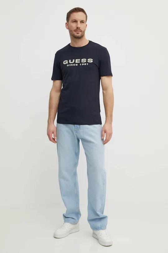 Majica kratkih rukava Guess mornarsko plava