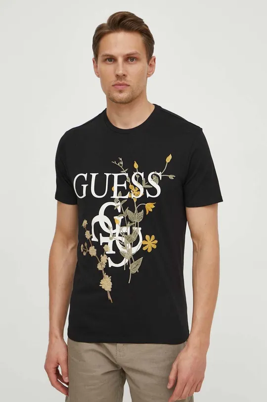 czarny Guess t-shirt bawełniany Męski