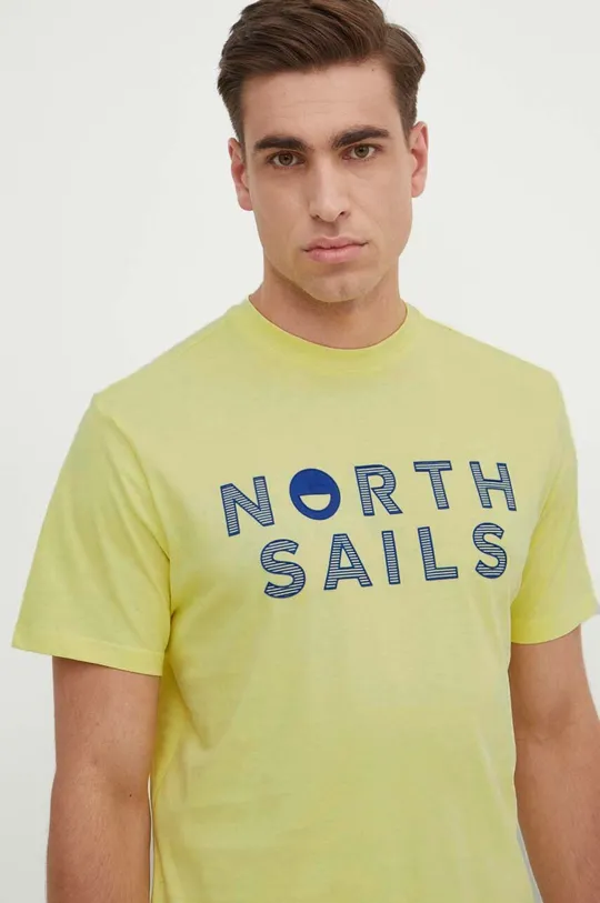 κίτρινο Βαμβακερό μπλουζάκι North Sails Ανδρικά