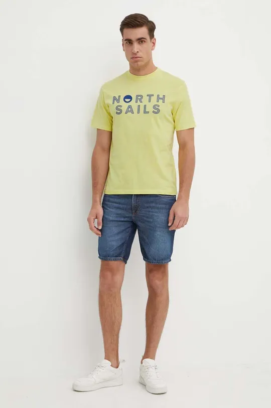Bombažna kratka majica North Sails rumena