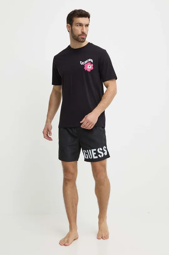 Guess t-shirt in cotone FLOWER nero