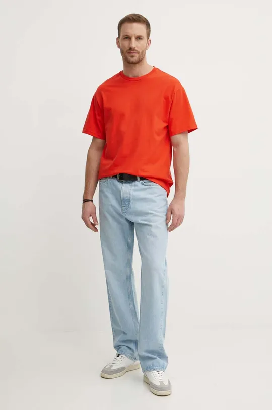 Хлопковая футболка United Colors of Benetton оранжевый