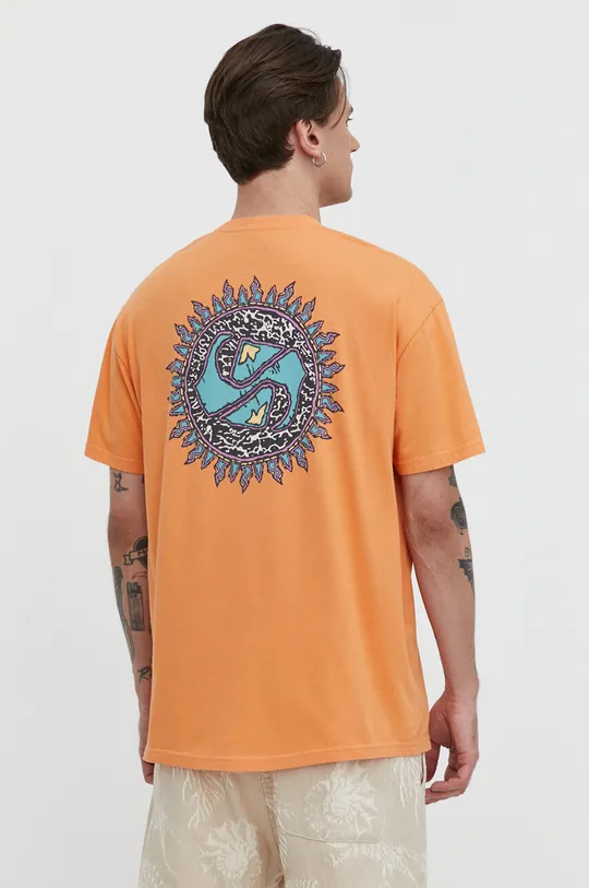 Βαμβακερό μπλουζάκι Quiksilver πορτοκαλί