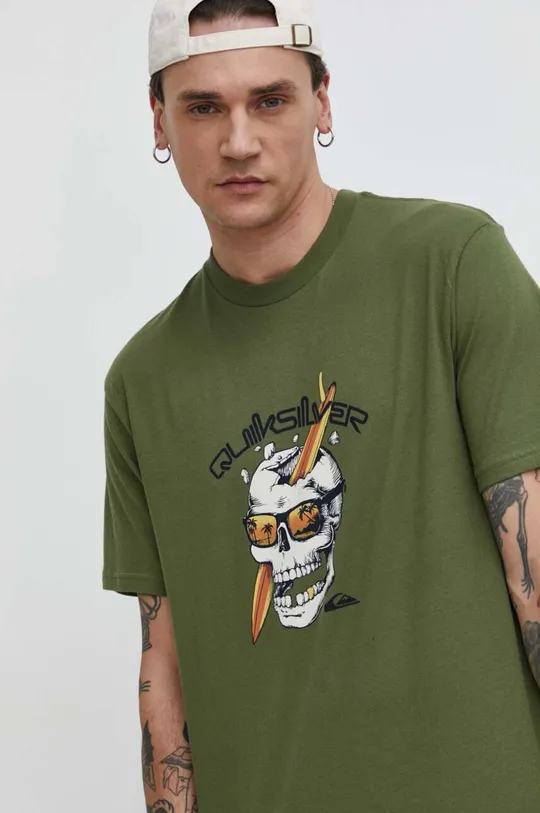 πράσινο Βαμβακερό μπλουζάκι Quiksilver