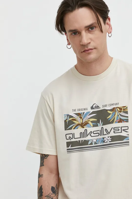 beżowy Quiksilver t-shirt bawełniany