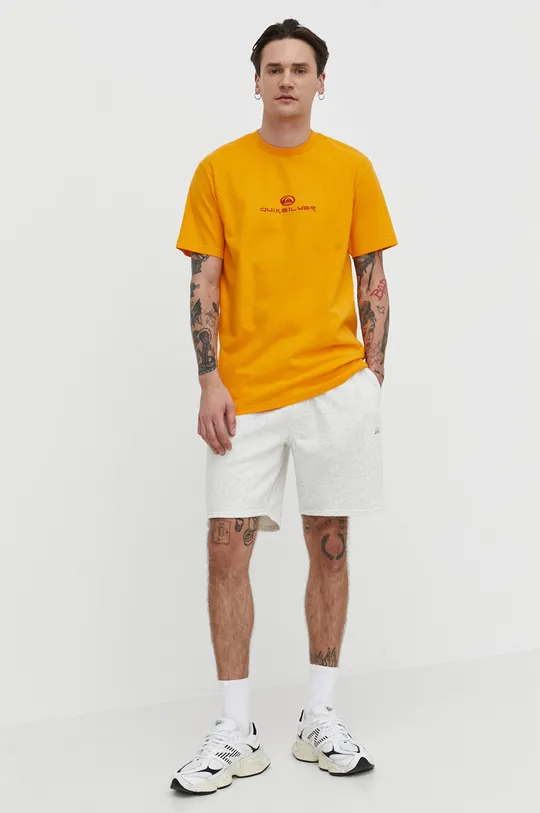 Βαμβακερό μπλουζάκι Quiksilver κίτρινο