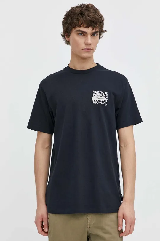 Βαμβακερό μπλουζάκι Quiksilver μαύρο